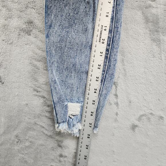 Tinseltown Jeans Womens 3‎ Juniors Blue Destructed High Rise Mom Jean Distressed - Picture 8 of 10